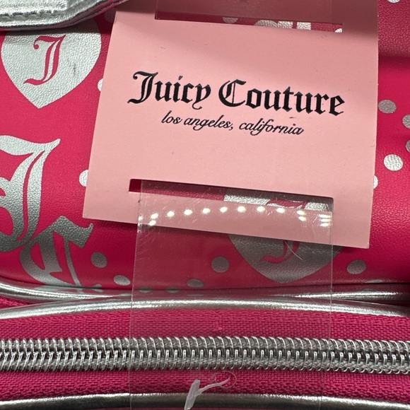 Juicy Couture Pink Travel Cosmetic Bag with Silver Polka Dots –Makeup Organizer - Picture 4 of 6
